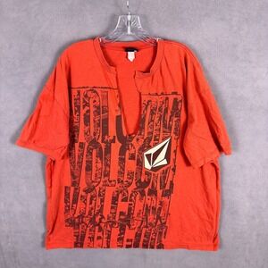Vintage Y2K Volcom Shirt Mens 2XL Red Graphic Tee Short Sleeve Skater Grunge Cut